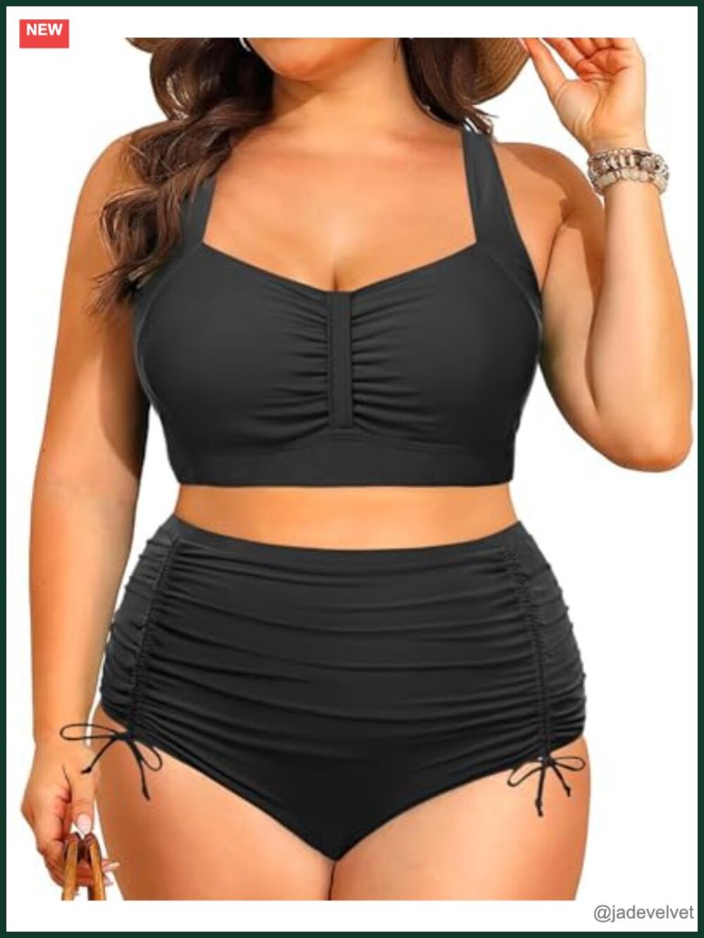 Plus Size High Waisted Ruched Bikini Set Tummy Control Two Piece Bathing Suit